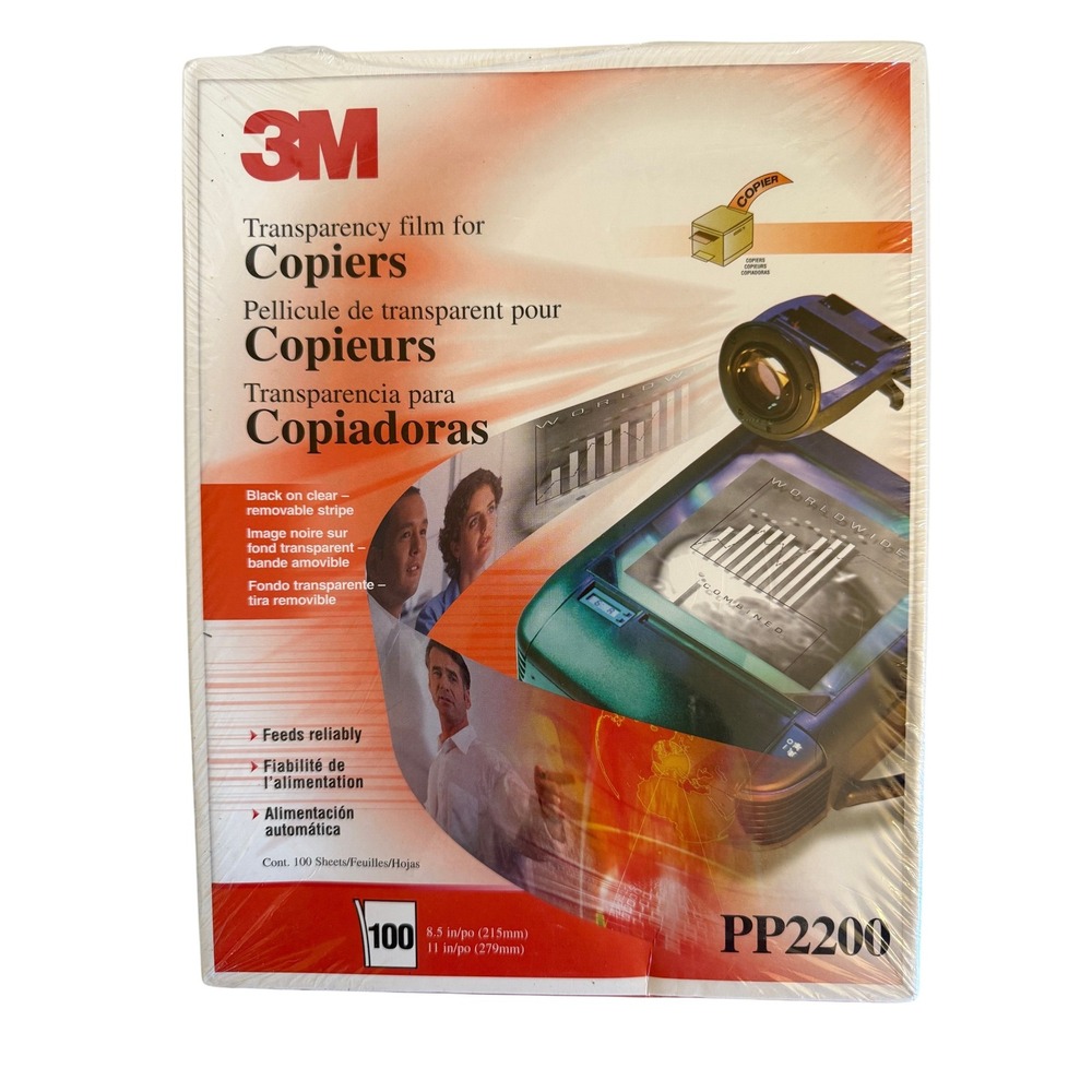 3M PP2200 Transparency Film for Copiers Black on Clear Removable Stripe 100 Shts